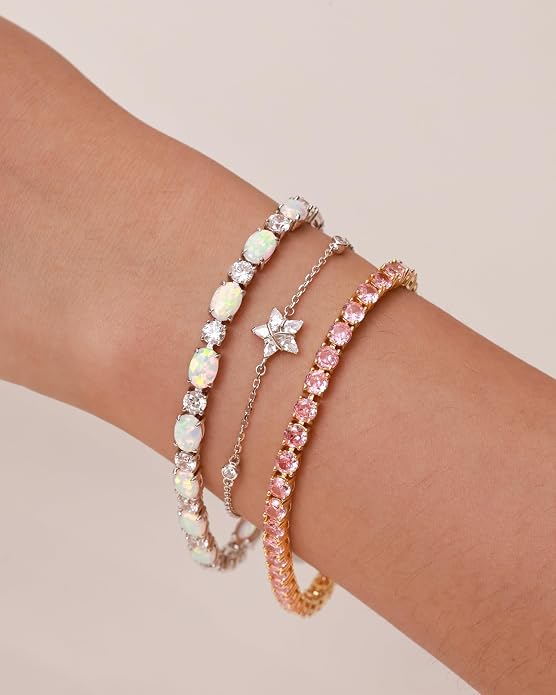 FANCIME Sterling Silver Birthstone Tennis Bracelets Fine Jewelry for Women