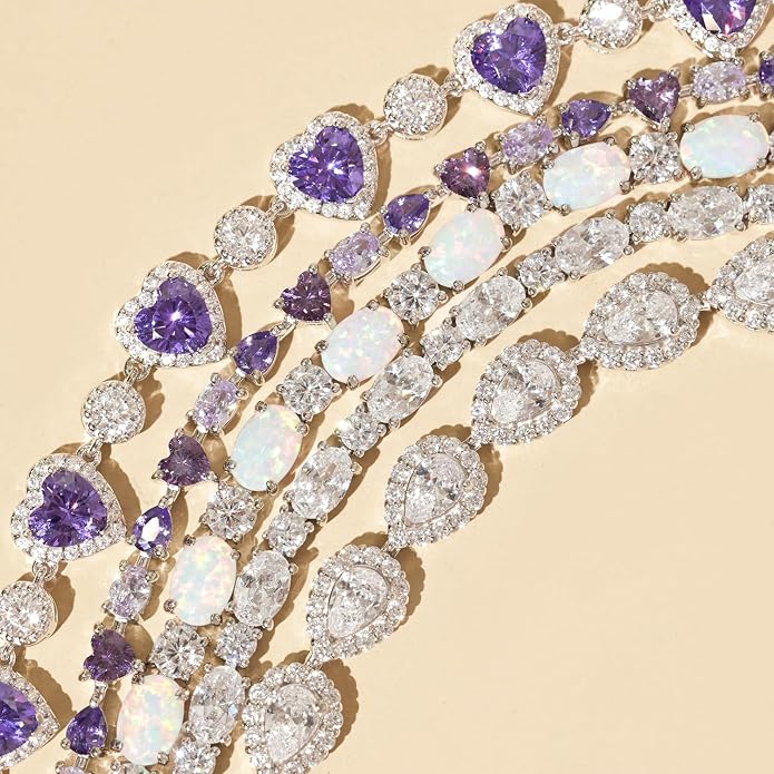 FANCIME Sterling Silver Birthstone Tennis Bracelets Fine Jewelry for Women